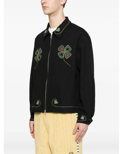 Bode Black Veste Lucky Draw À Broderies for men