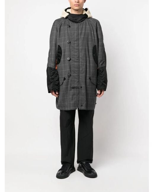 Junya Watanabe Gray Checked Patchwork Coat for men