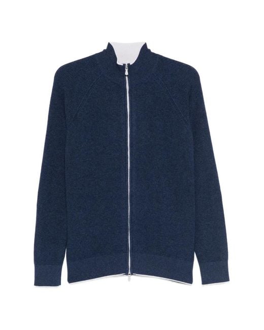 Eleventy Blue Zip-Up Cardigan for men