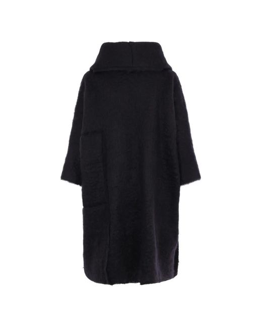 Daniela Gregis Black Removable-Scarf Crew-Neck Coat