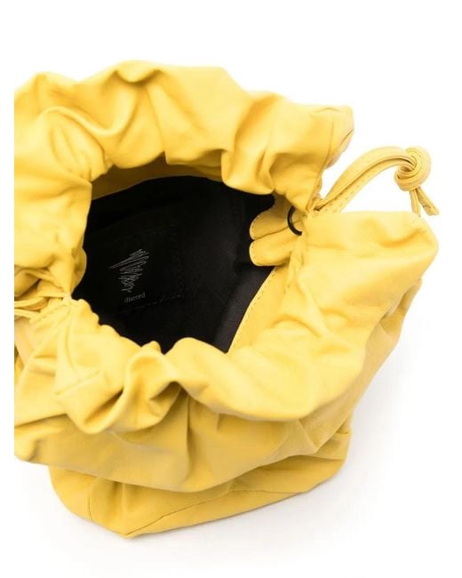 Discord Yohji Yamamoto Yellow Leather Gathered-Detail Bucket Bag