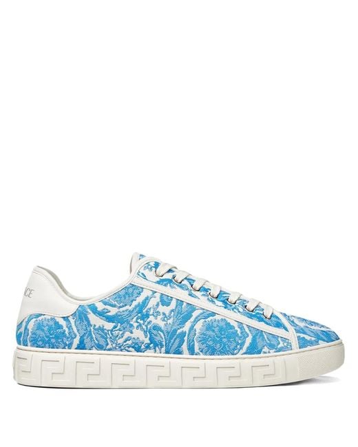 Versace Greca Sneaker Aus Canvas Und Jacquard in Blue für Herren