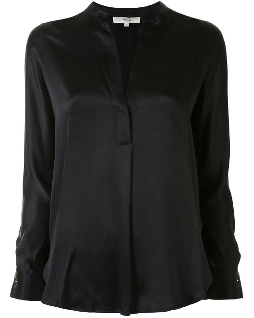 Vince Black Silk V-neck Blouse