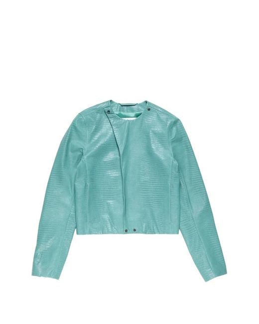 Acne Blue Zip-Up Leather Jacket for men