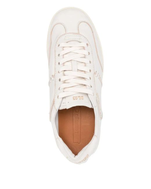 LEMARGO White Perforated-Leather Lace-Up Sneakers