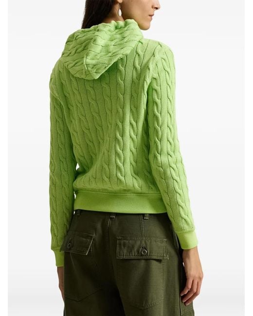 Polo Ralph Lauren Green Cable-Knit Zip-Up Hoodie