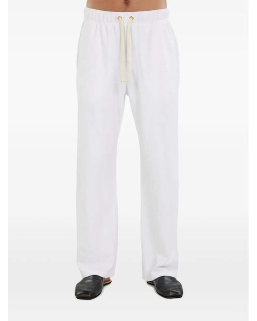 Les Tien White Drawstring Track Pants for men