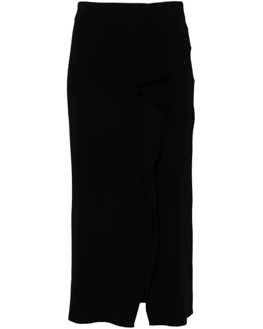 P.A.R.O.S.H. Black Draped Midi Skirt
