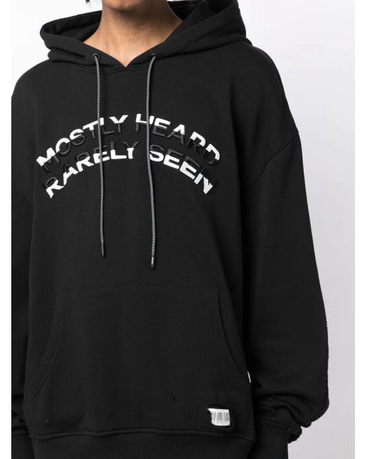 Mostly Heard Rarely Seen Black Logo-Embossed Cotton Hoodie for men
