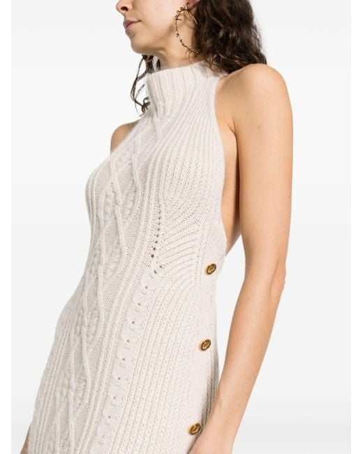 Palm Angels White Open-back Knitted Midi Dress