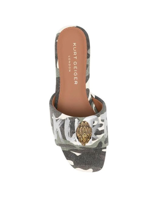 Kurt Geiger White Eagle-Head Camouflage Sandals