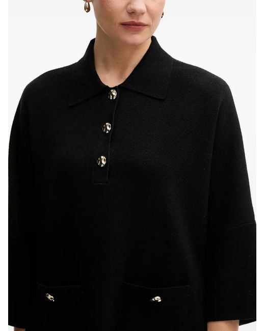 Joseph Ribkoff Black Button-Embellishment Polo Top