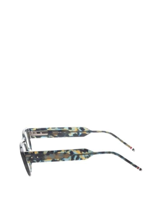 Thom Browne White Tortoiseshell-Effect Rectangle-Frame Glasses