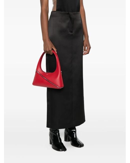 Coperni Red Diagonal-Zip Leather Shoulder Bag