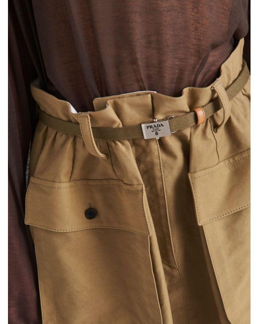 Falda midi con cinturón Prada de color Natural