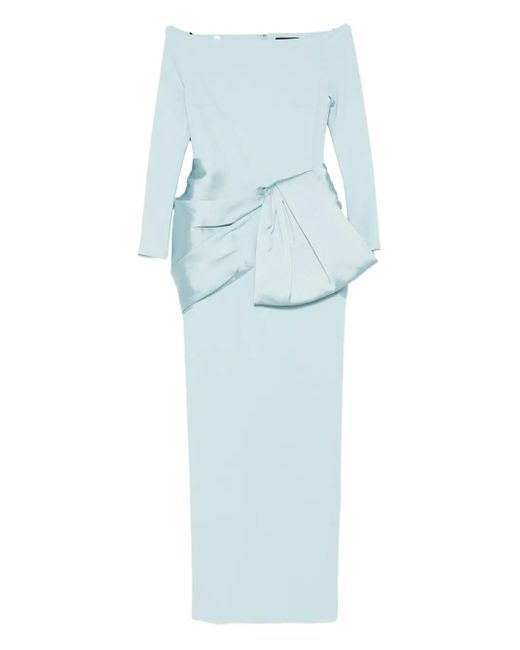 Solace London Blue Kori Bow-Detail Maxi Dress