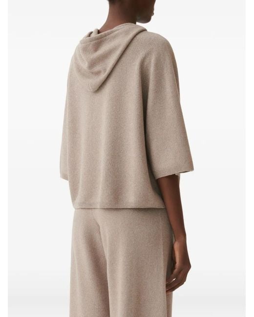 Fabiana Filippi Gray Drawstring-Fastening Elbow-Sleeve Hoodie