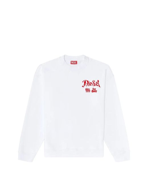 DIESEL White Sweat-Shirt En Coton À Graphismes Floqués for men