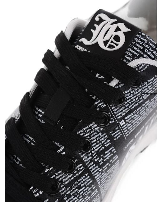 John Galliano White Newspaper-Print Lace-Up Sneakers for men