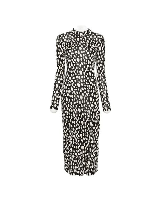 Patrizia Pepe White Graphic-Print Long-Sleeve Dress