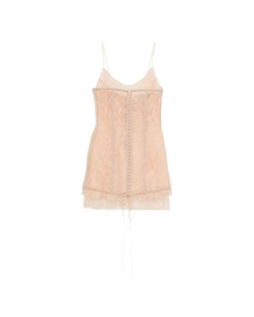 GIUSEPPE DI MORABITO White Lace-Fabric Panelled-Design Mini Dress