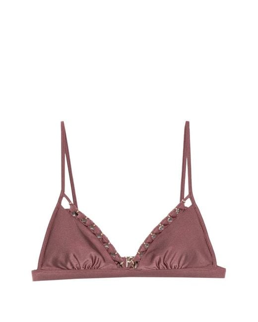 Zimmermann Purple Aster Bead-embellished Bikini Top