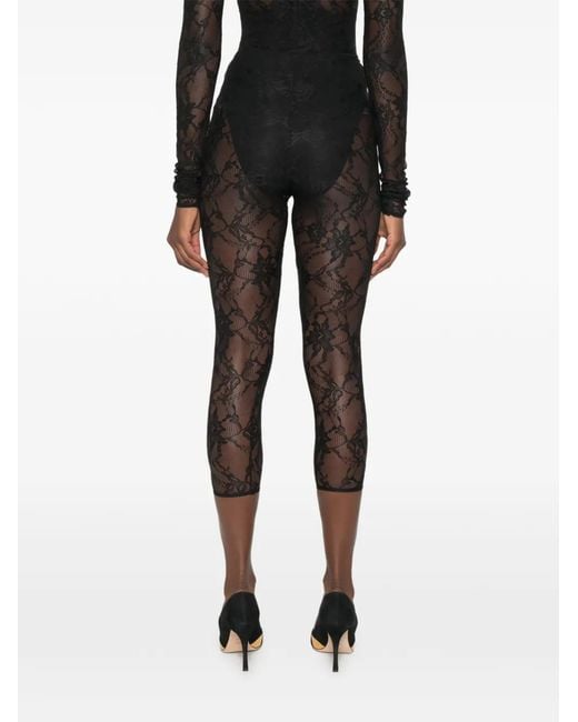 ANDAMANE Black Loli Lace-Panelled Cropped Trousers
