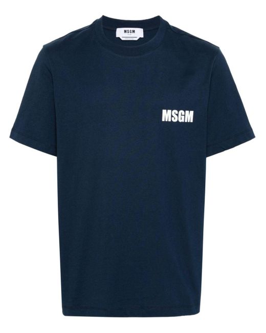 MSGM T-Shirt mit Logo-Print in Blue für Herren