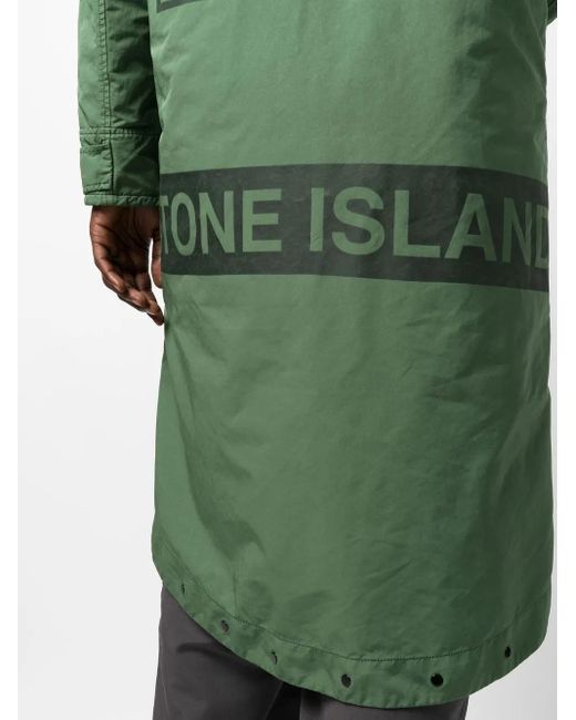 Stone Island Green Logo Print Raincoat for men