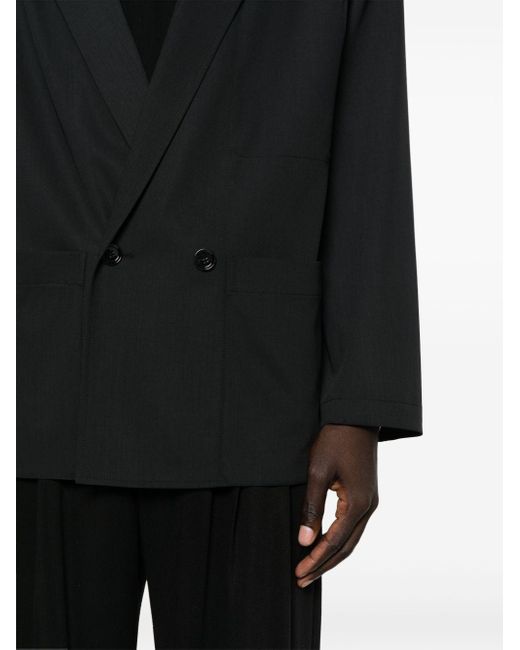 Lemaire Black Double-Breasted Blazer for men
