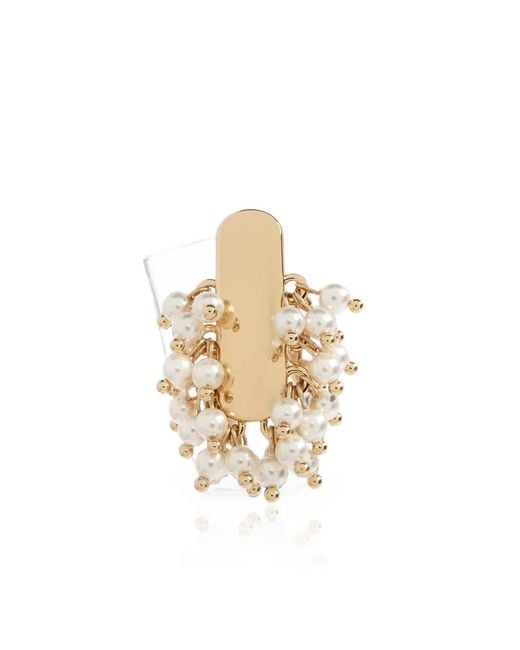 Self-Portrait Natural Glass Pearl-Embellished Earrings