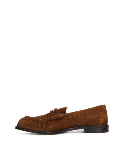 Julie Dee Brown Suede Penny Loafers