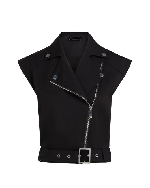 Karl Lagerfeld Black Biker Zip-Up Jacket