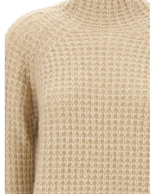 Hemisphere Natural Open-Knit Mock-Neck Sweater