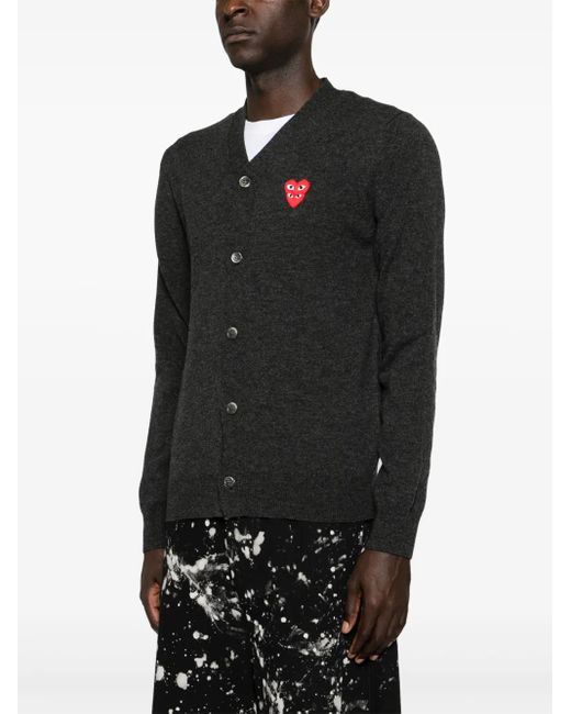 COMME DES GARÇONS PLAY Black Heart-Patch Wool Cardigan