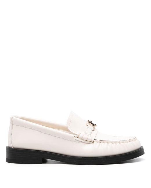 Jimmy Choo White Addie Leather Loafers