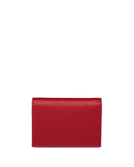 Prada Red Small Logo-Plaque Wallet