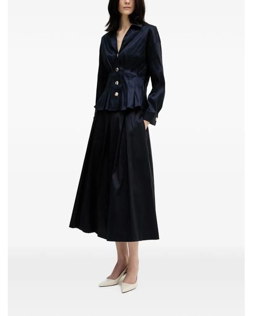 Joseph Ribkoff Blue Buttoned Pleated Blouse