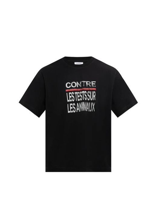 Vetements Black Slogan-Print Distressed T-Shirt for men
