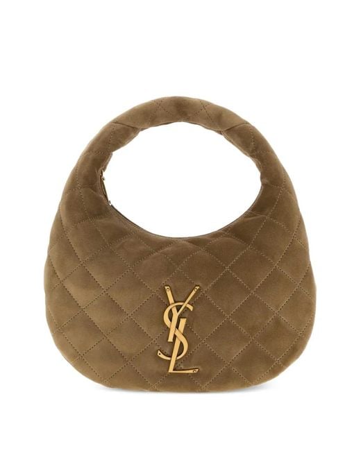 Saint Laurent Metallic Icarino Baby Quilted Suede Tote Bag