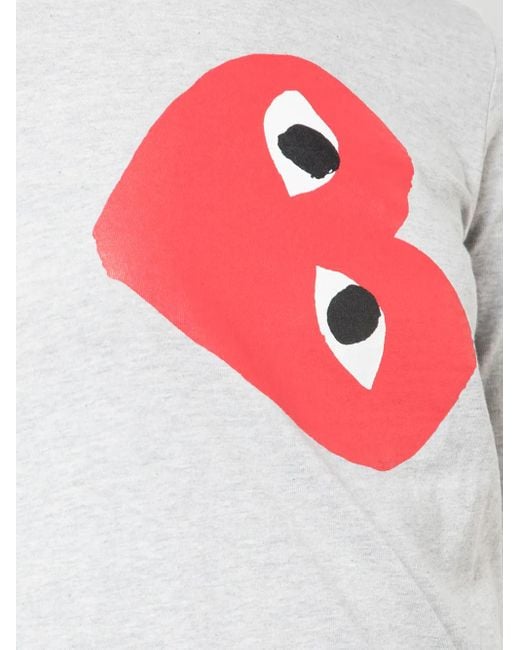 COMME DES GARÇONS PLAY Gray Printed Logo T-Shirt