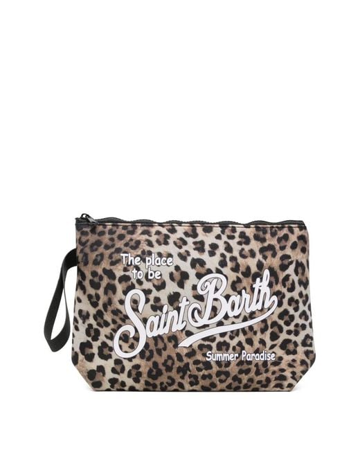 Mc2 Saint Barth White L Aline Leopard-Print Clutch Bag
