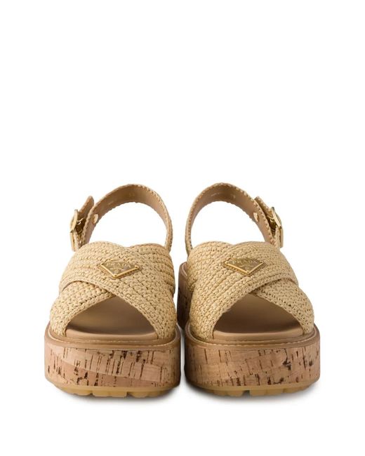 Prada Brown Crochet-Strap Sandals