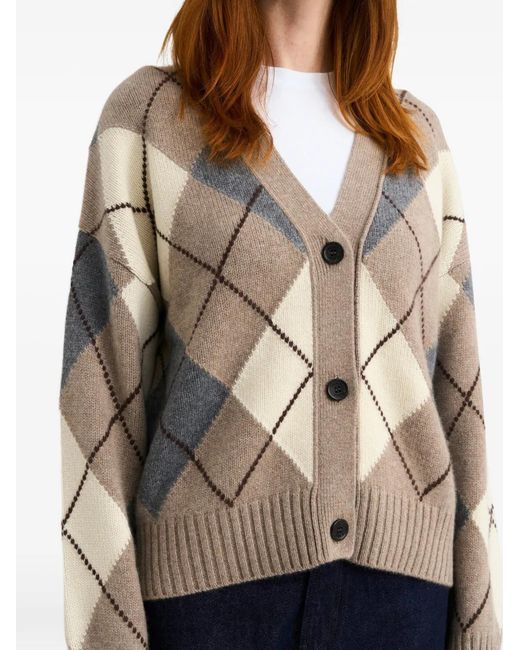 Pringle of Scotland Natural Argyle Cashmere Cardigan