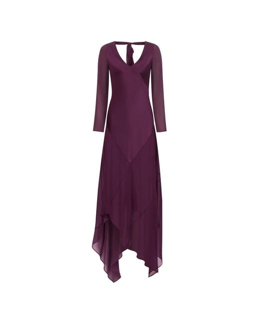 Nina Ricci Purple Bow-Detail Long-Sleeved Asymmetric Dress