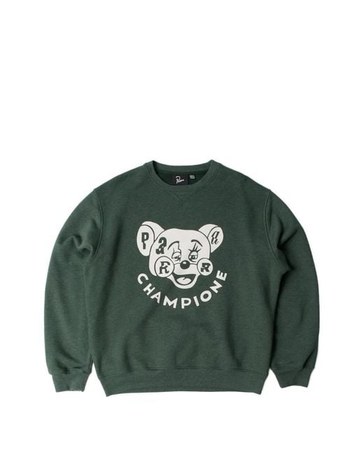 by Parra Green Graphic-Print Elbow-Patch Sweatshirt for men