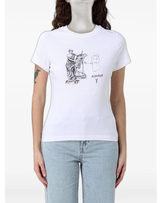 Moschino White Graphic-Print Cotton T-Shirt