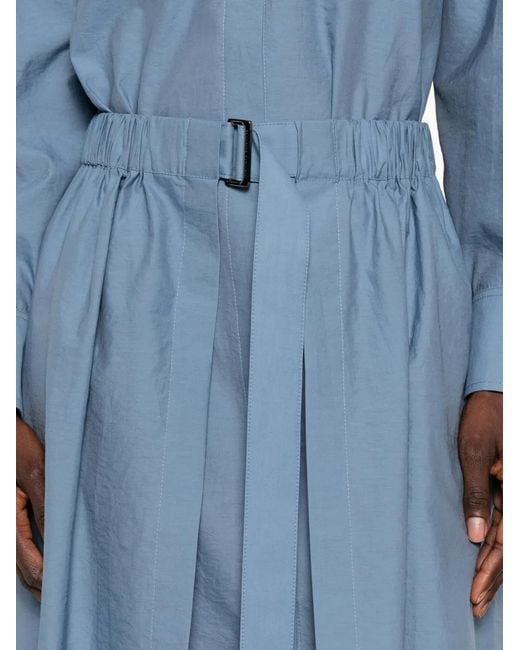 Brunello Cucinelli Blue Robe Mi-Longue À Taille Ceinturée