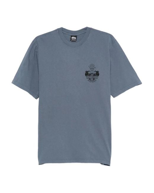 Stussy Blue Built To Last Pig Dyed Cotton T-Shirt