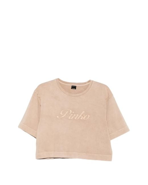 Pinko Natural Suzanna Logo-Embroidered T-Shirt